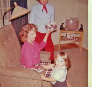 Mom Nancy n someone's birthday cake